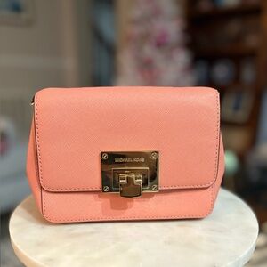 Michael Kors Peach Tina Small Saffiano Leather Crossbody/Clutch